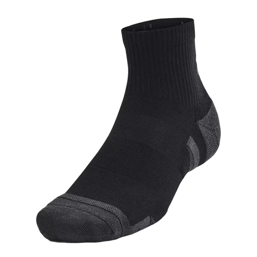 UA Unisex Performance Tech™ 6-Pack Quarter Socks Black Color Front view