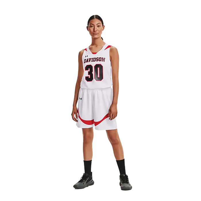 UA Women Fury II Basketball Sets- Jersey and Shorts White Color