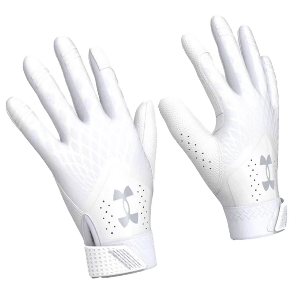 UA Women's Glyde Batting Gloves White  Color Back View
