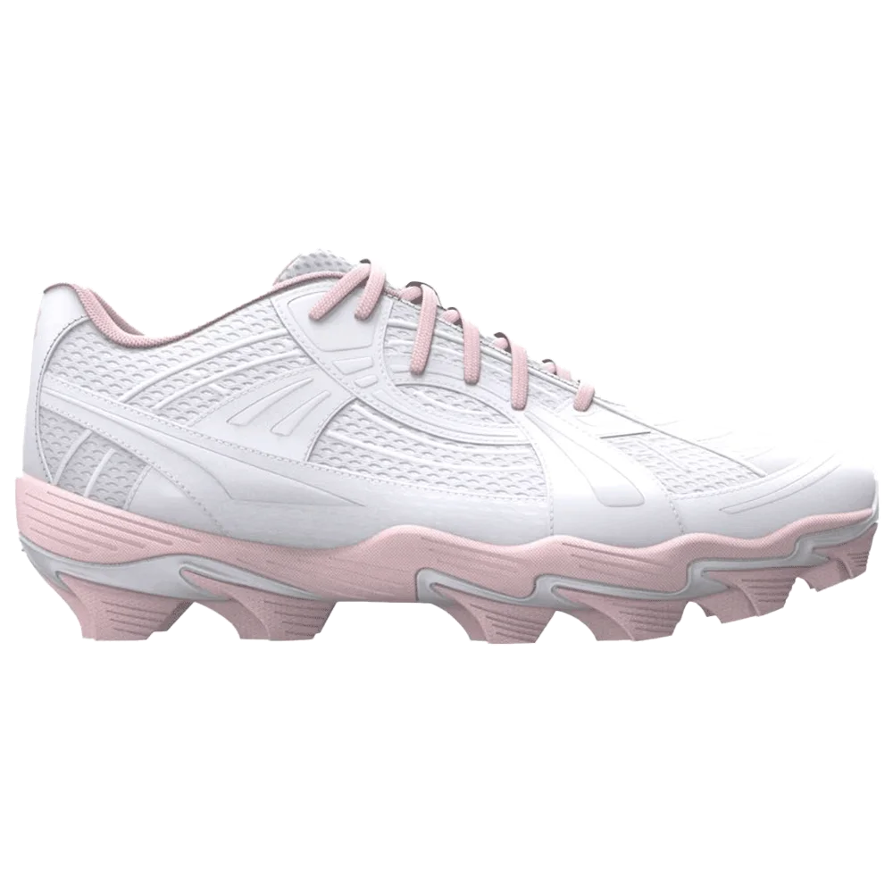 UA Women's Glyde Sola RM Softball Cleats Pink/White Color Right View