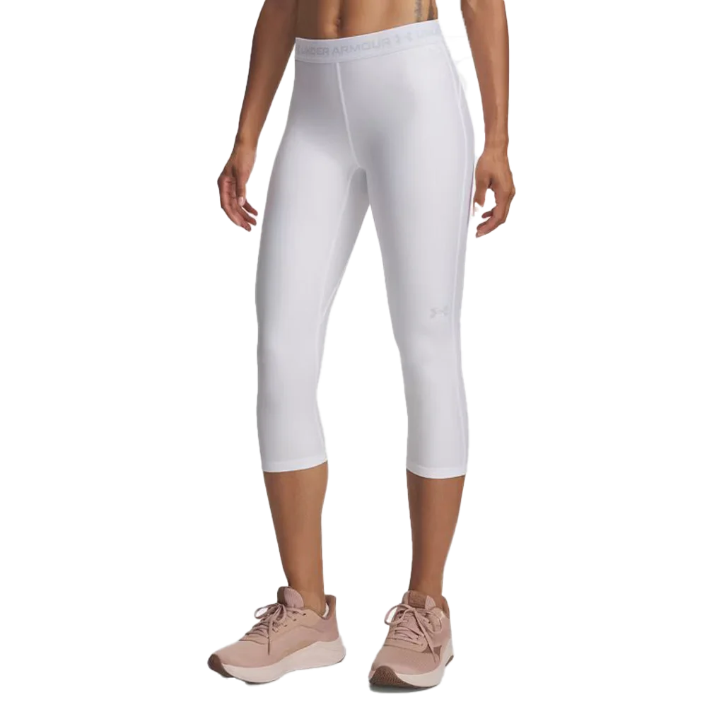 UA Women's HeatGear 3/4 Leggings white color