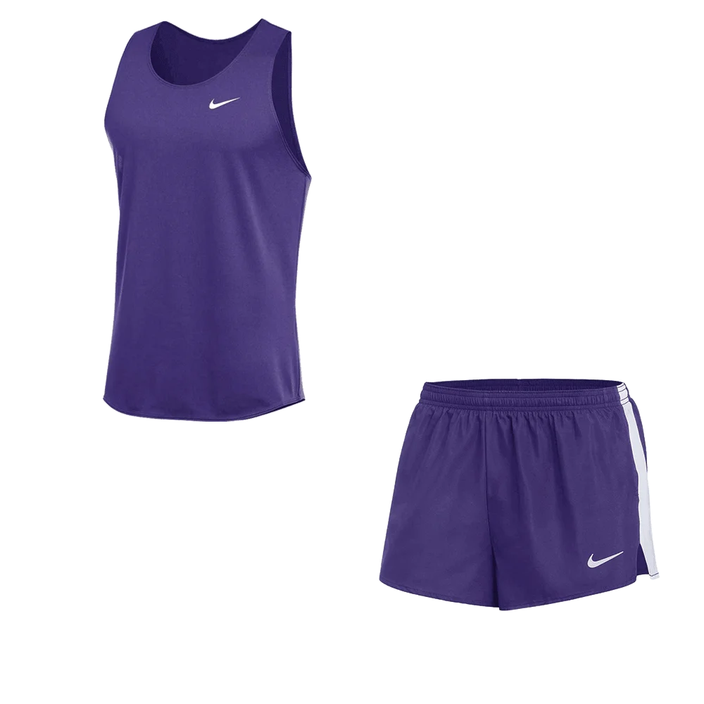 Nike Men's Dri-Fit Stock Fast Set - Singlet and 2IN Short purple color