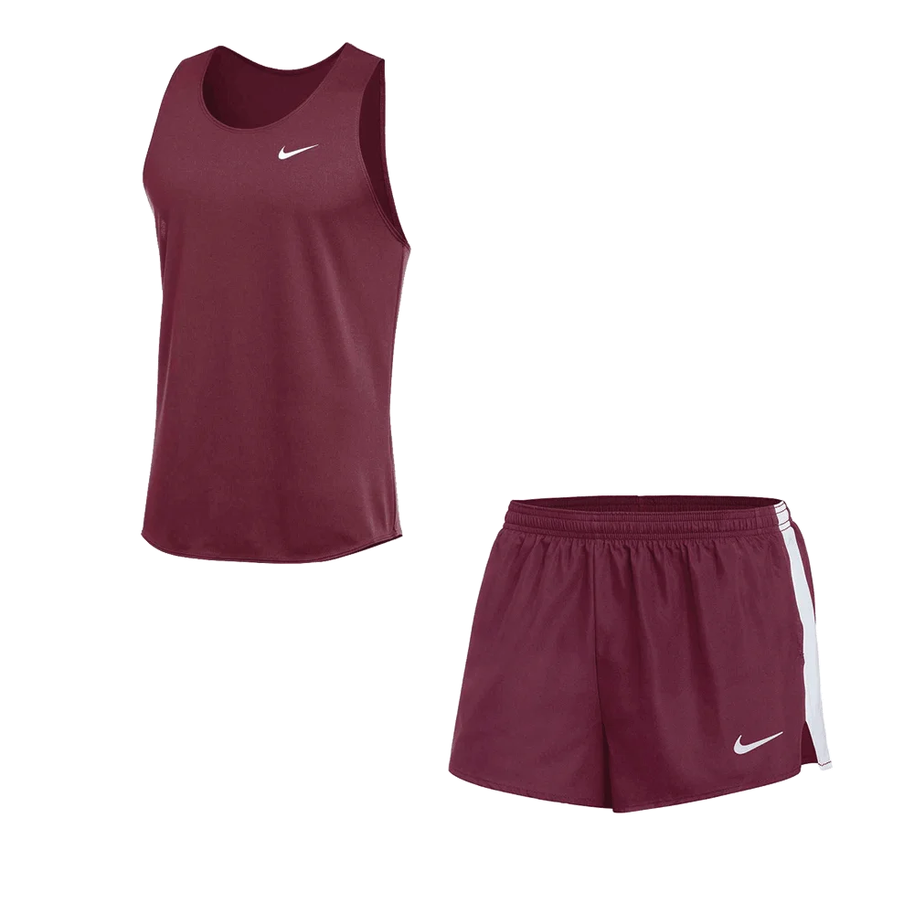 Nike Men's Dri-Fit Stock Fast Set - Singlet and 2IN Short crimson color