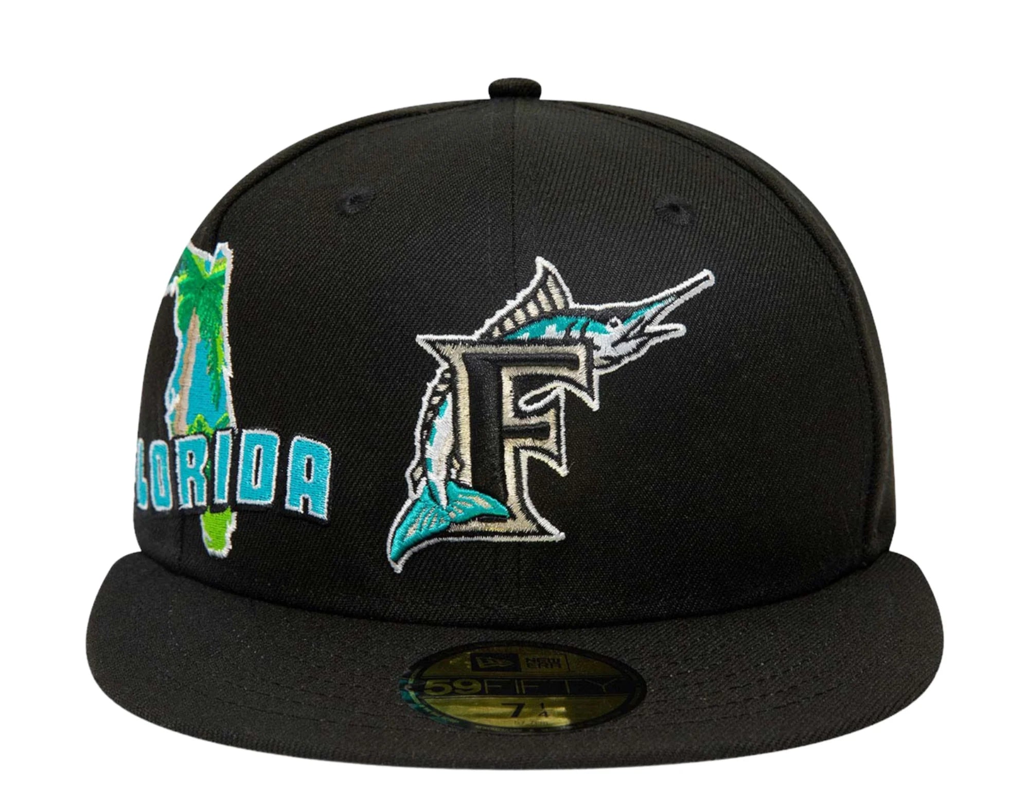 New Era Florida Marlins New Era Navy Stateview 59Fifty Fitted Hat