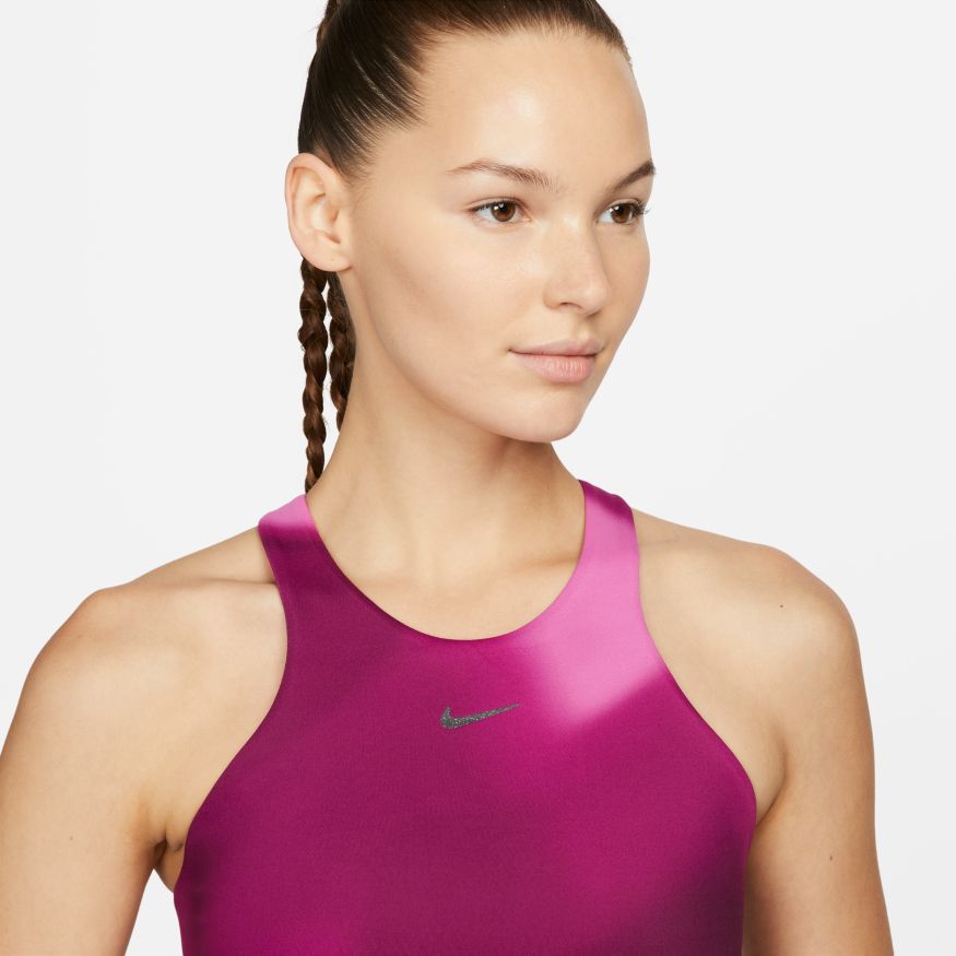 Nike Women's Air Dri-Fit Swoosh Sports Bra Size Medium DM0643-610 - Sangria