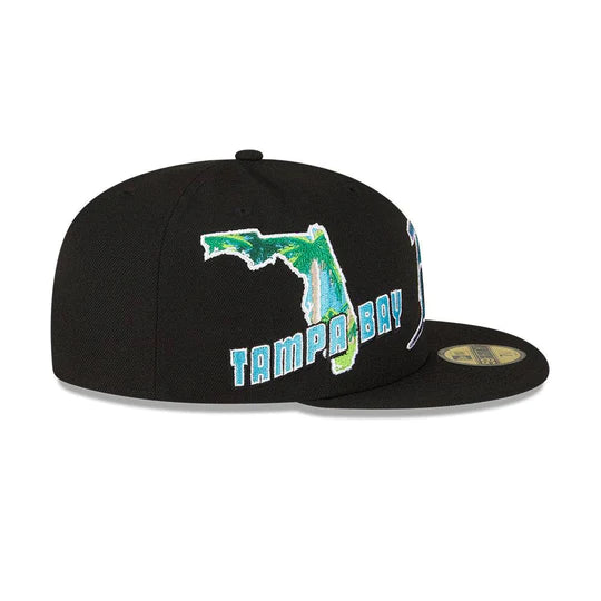Tampa Bay Rays New Era Black Stateview 59Fifty Fitted Hat