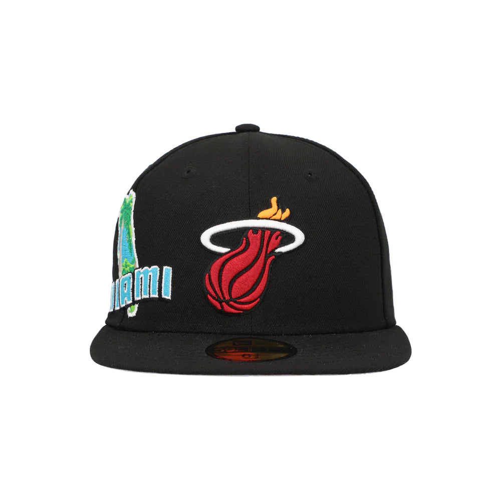 New Era Men's Miami Heat New Era Navy Stateview 59Fifty Fitted Hat